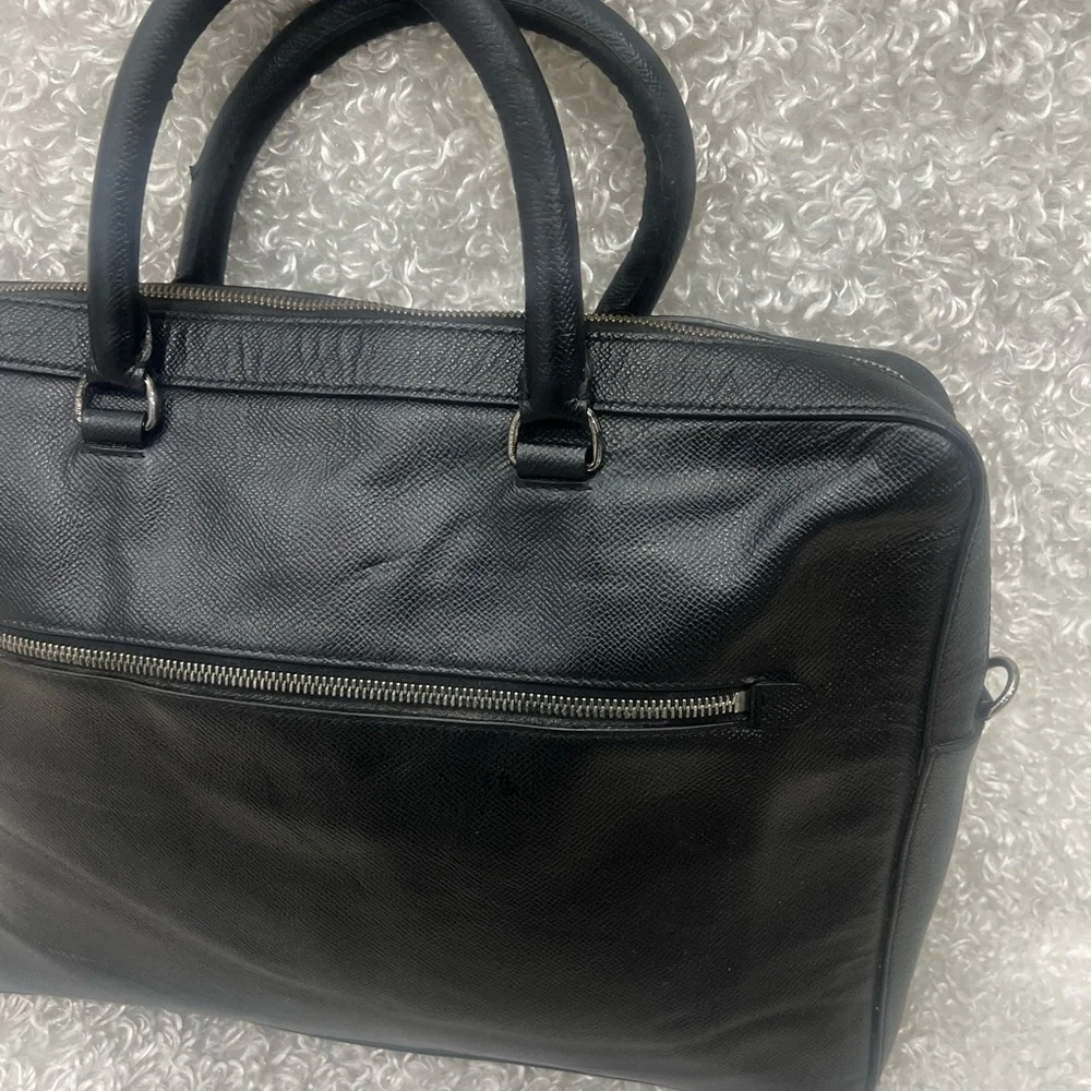 Burberry unisex black leather briefcase bag